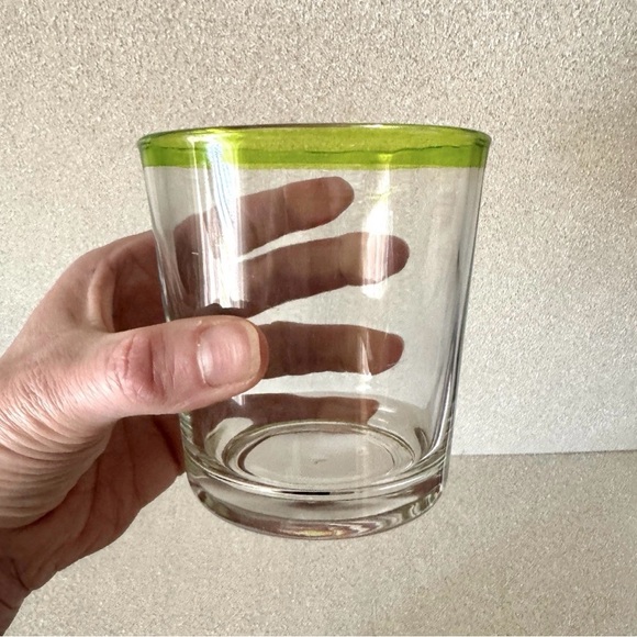 Rare Libbey Aruba Lime Neon Green Rim Rocks Glasses Tumblers 12 Oz - 2 Set VHTF - Picture 7 of 10